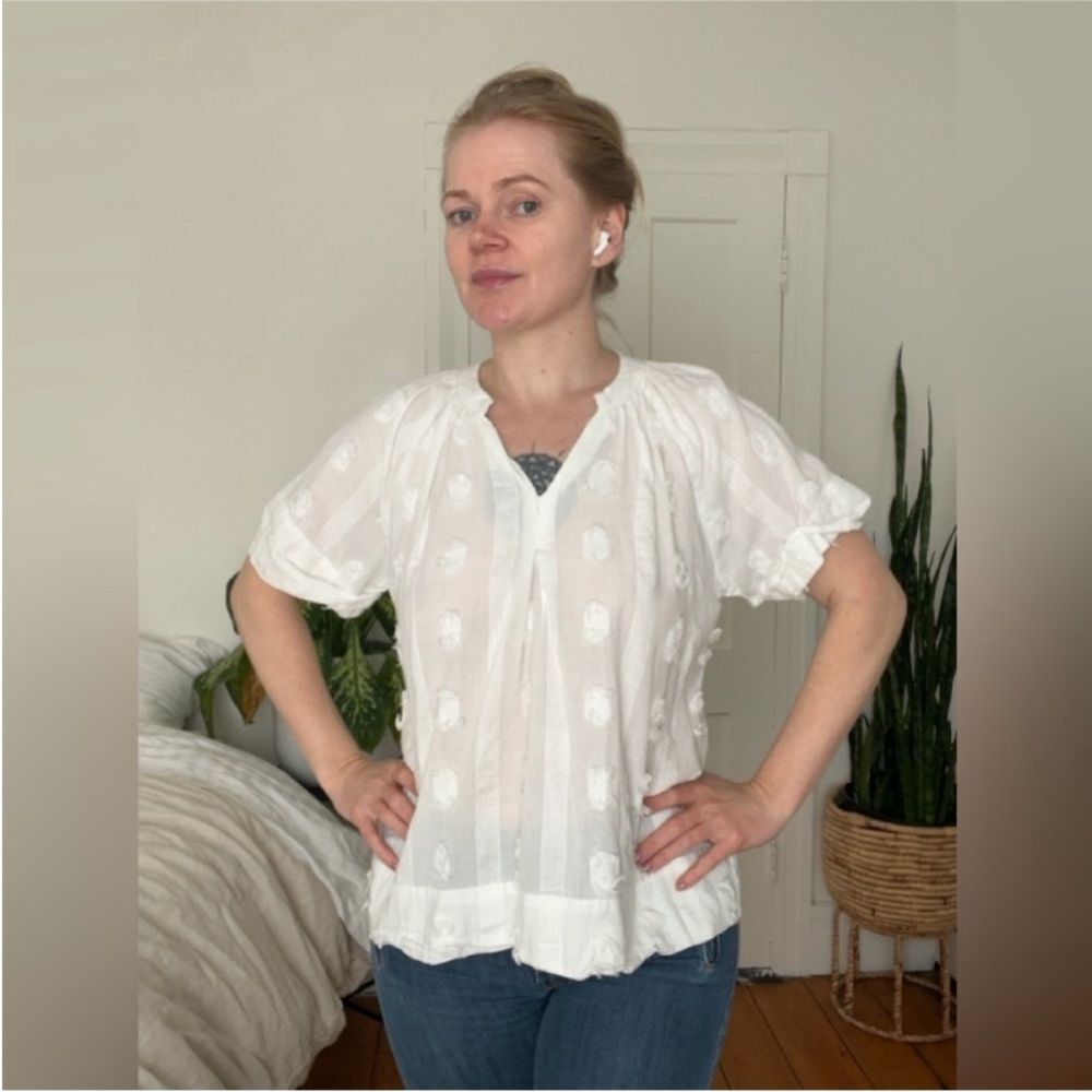 Mirth Handmade Edition White Blouse — Small — Ethically Made Lightweight Cotton
